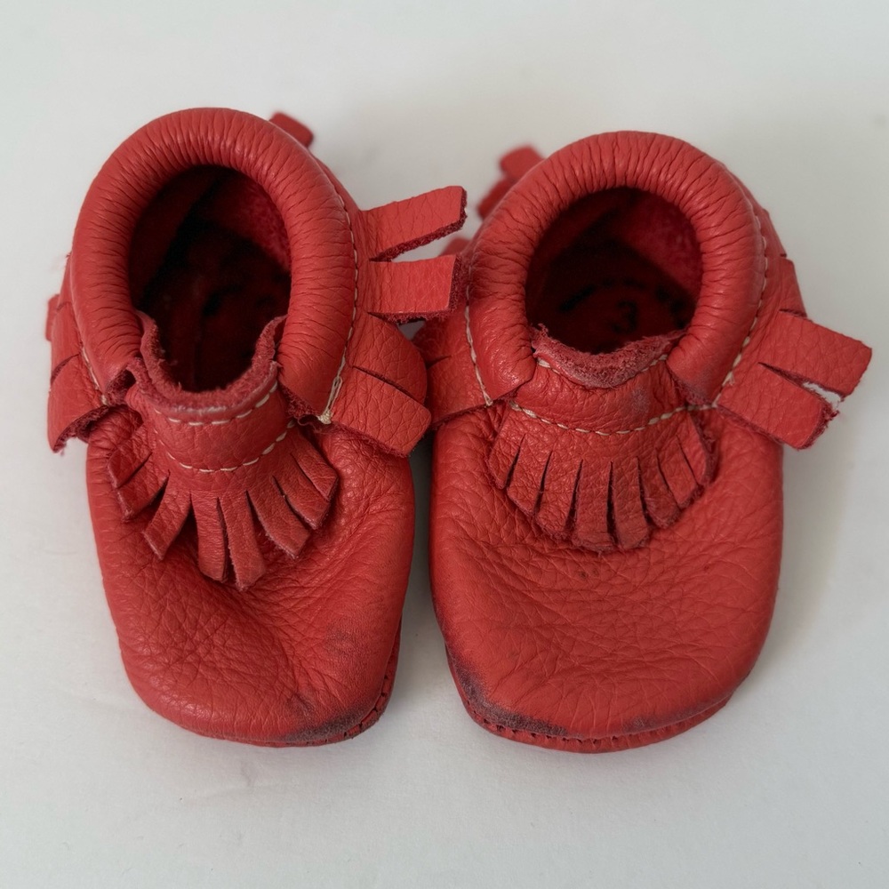 Freshly Picked Coral Pink Moccasins Size 3 Crib Shoes